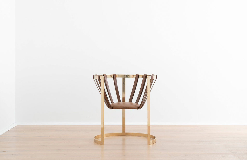 Brass and Leather Hanging Chair