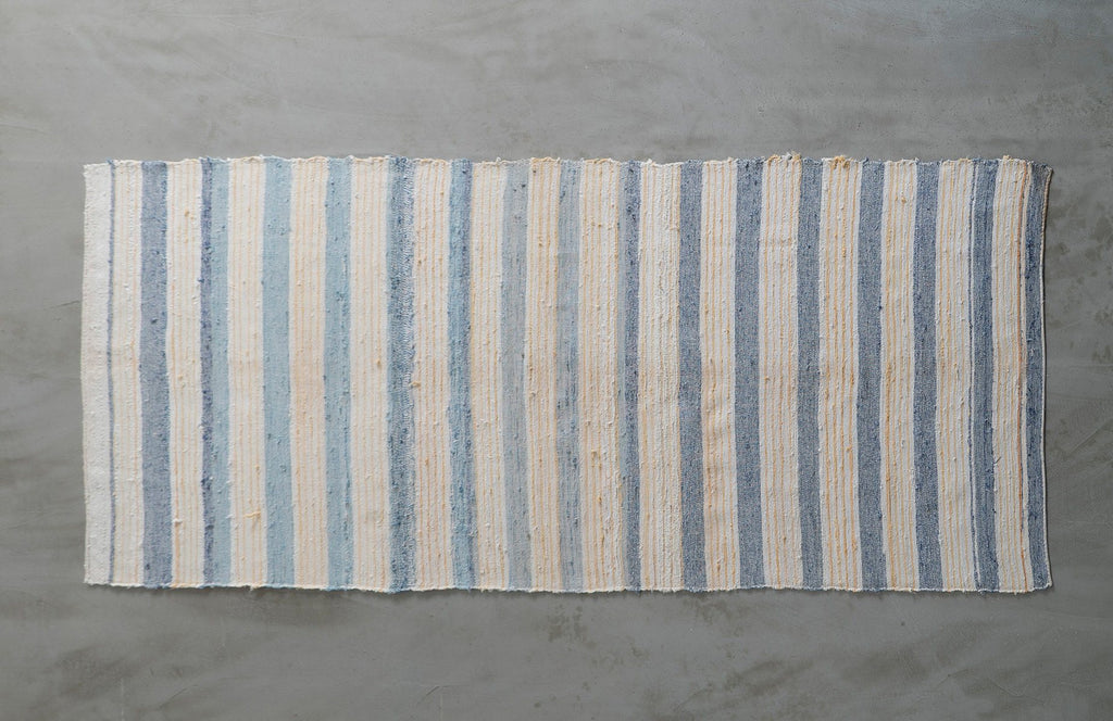 Blue Bar Linen Rug